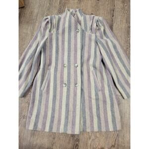 Elco 1950s 1960s Wool Blend Double Button Pink Purple Gray Coat Size 11/12 Large